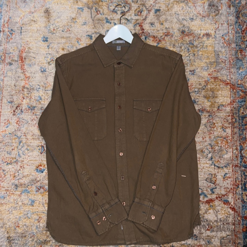 Hornytoad Mens long sleeve button down earth tone greenish brownish . Size large